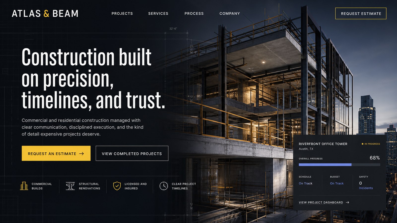 Atlas & Beam website built by Frontage
