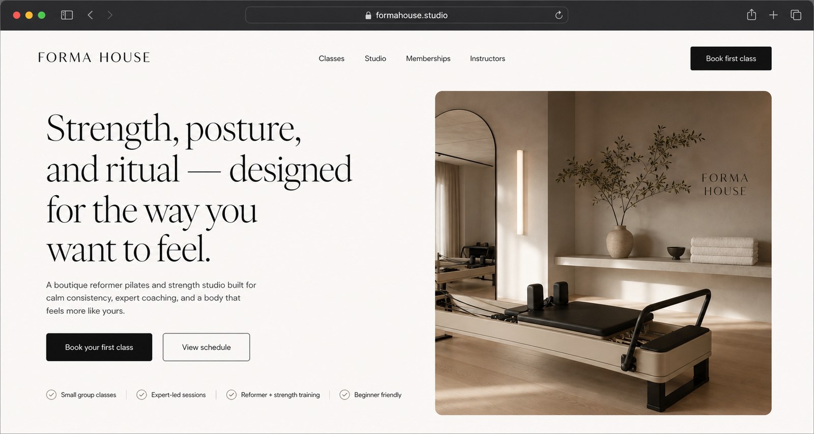 Forma House website built by Frontage