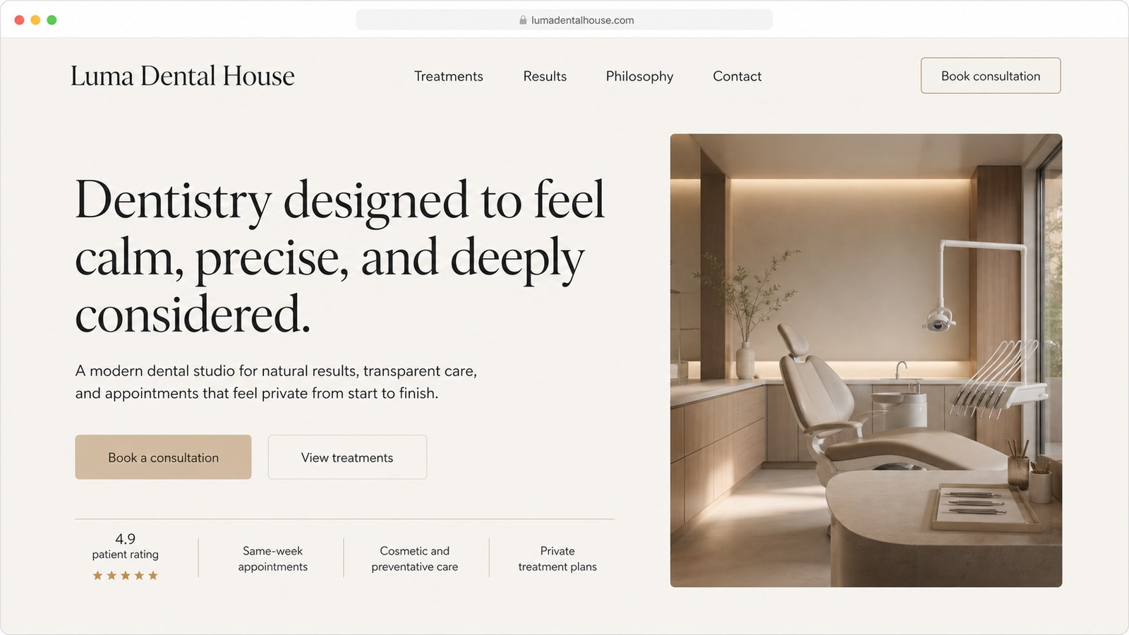Luma Dental House website built by Frontage
