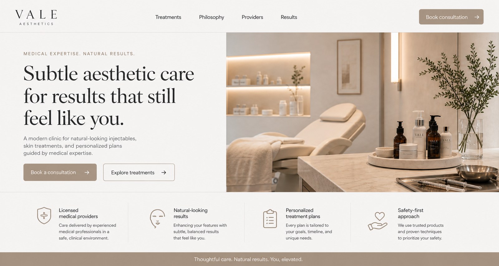 VALE Aesthetics — a website built by Frontage